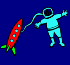 Dibujo Cohete y astronauta pintado por Alejandro