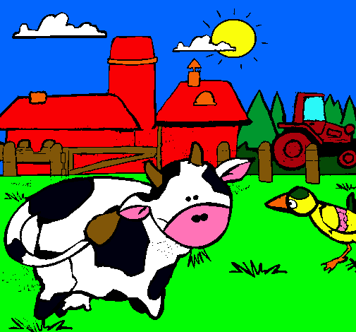 Vaca en la granja