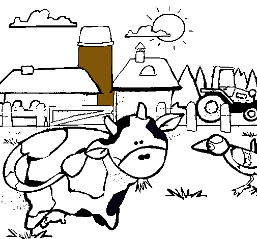 Vaca en la granja