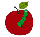 Dibujo Manzana con gusano pintado por leslyalejandra