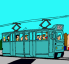 Dibujo Tranvía con pasajeros pintado por camiones