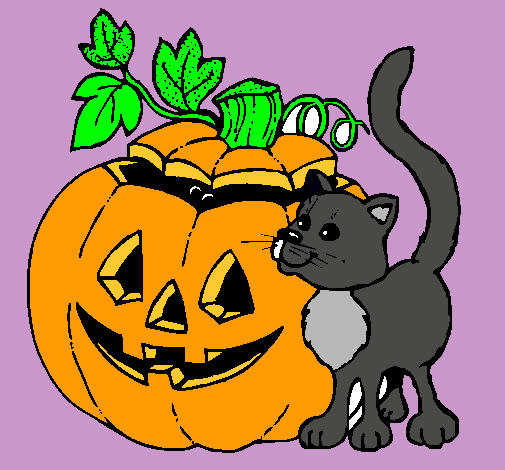 Calabaza y gato