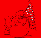 Dibujo Papa Noel repartiendo regalos pintado por raibel
