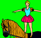 Dibujo Trapecista encima de caballo pintado por lucila