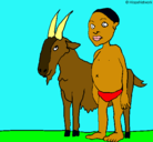 Dibujo Cabra y niño africano pintado por oscarg.c.