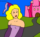 Dibujo Princesa y castillo pintado por tuti