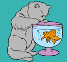 Dibujo Gato mirando al pez pintado por jusvelit