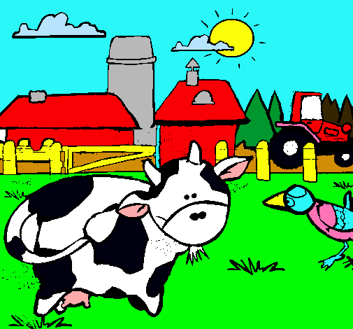 Vaca en la granja