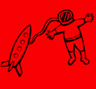 Dibujo Cohete y astronauta pintado por justo