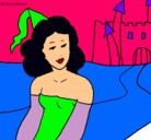 Dibujo Princesa y castillo pintado por kj
