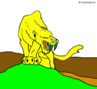 Dibujo Tigre con afilados colmillos pintado por isa