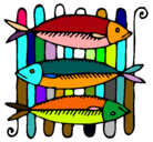 Dibujo Pescado a la brasa pintado por Miguel