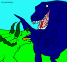 Dibujo Lucha de dinosaurios pintado por santino