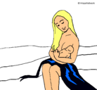 Dibujo Madre con su bebe pintado por adali
