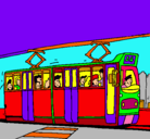 Dibujo Tranvía con pasajeros pintado por piolin
