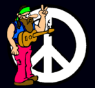 Dibujo Músico hippy pintado por peace