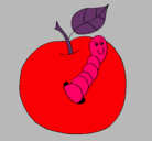 Dibujo Manzana con gusano pintado por yarzzetzi
