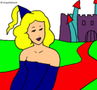 Dibujo Princesa y castillo pintado por eli
