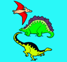 Dibujo Tres clases de dinosaurios pintado por juan