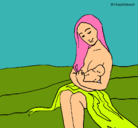 Dibujo Madre con su bebe pintado por adrian