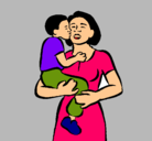 Dibujo Beso maternal pintado por sofia