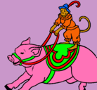 Dibujo Mono y cerdo pintado por Gustavo