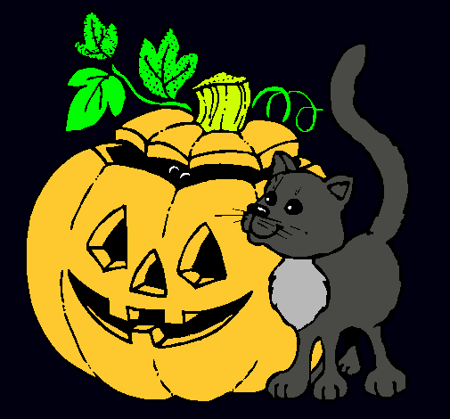 Calabaza y gato