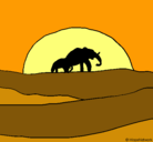 Dibujo Elefante en el amanecer pintado por quida