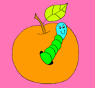 Dibujo Manzana con gusano pintado por AngelitoRodriguez
