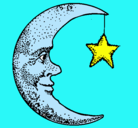 Dibujo Luna y estrella pintado por joselin
