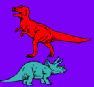 Dibujo Triceratops y tiranosaurios rex pintado por maria