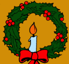 Dibujo Corona de navidad y una vela pintado por natalie