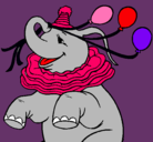 Dibujo Elefante con 3 globos pintado por Gatito