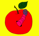 Dibujo Manzana con gusano pintado por Fer