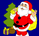 Dibujo Santa Claus y un árbol de navidad pintado por lizeth
