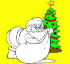 Dibujo Papa Noel repartiendo regalos pintado por raibel