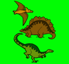 Dibujo Tres clases de dinosaurios pintado por alejandra