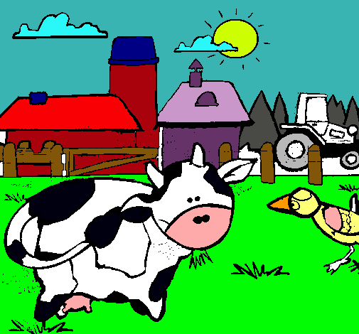 Vaca en la granja