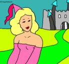 Dibujo Princesa y castillo pintado por lasreggaetoneras