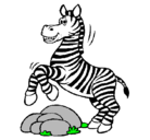 Dibujo Cebra saltando piedras pintado por zebri