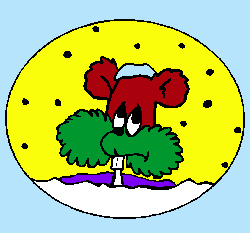 Ardilla en bola de nieve