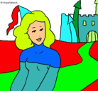 Dibujo Princesa y castillo pintado por MERCE