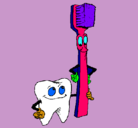 Dibujo Muela y cepillo de dientes pintado por myriam
