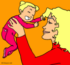 Dibujo Madre con su bebe pintado por male