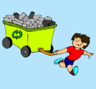 Dibujo Niño reciclando pintado por Alondra
