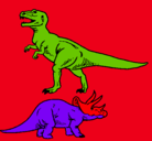 Dibujo Triceratops y tiranosaurios rex pintado por LorenzoM.