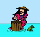 Dibujo Mujer tocando el bongó pintado por daniela