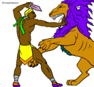 Dibujo Gladiador contra león pintado por africa