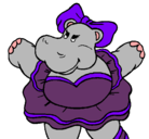 Dibujo Hipopótama con lazo pintado por ooooo