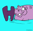 Dibujo Hipopótamo pintado por Dieguito
